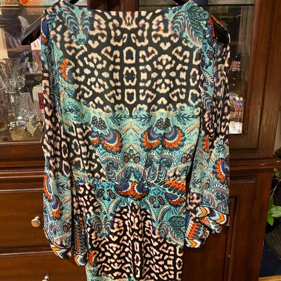 BEBE Beaded Cold Shoulder Mini Dress SZ S - Picture 6 of 10